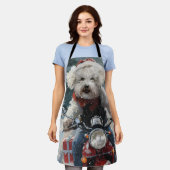 バイシオンフリース犬オートバイクリスマスに乗る エプロン (着用した状態)