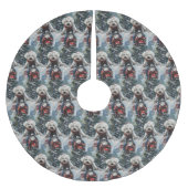 バイシオンフリース犬オートバイクリスマスに乗る ブラッシュドポリエステルツリースカート (正面)