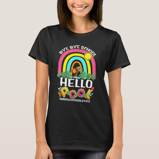 バイスクールハロープール中学最終日ハッピーデー Tシャツ (正面)