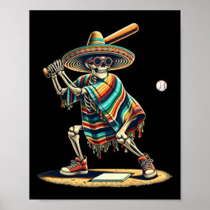 バイスビルスケルトンMexican Sombrero Cinco De Mayo ポスター