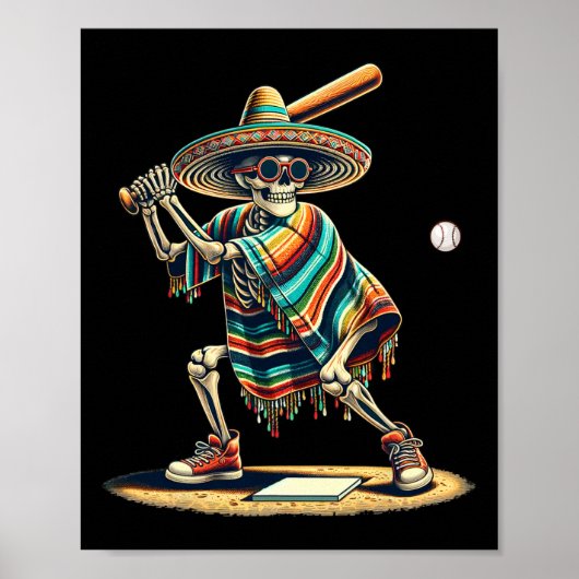 バイスビルスケルトンMexican Sombrero Cinco De Mayo ポスター (正面)