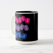 バイセクシおもしろいアル国旗の色LGBTQ "Bisex-uali-tea" ツートーンマグカップ (正面左)