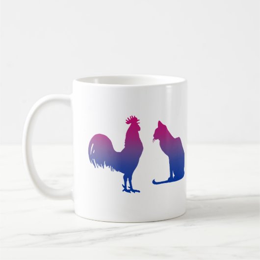 バイセクシャルな雄鶏と子猫 コーヒーマグカップ (左)