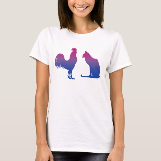 バイセクシャルな雄鶏と子猫 Tシャツ (正面)
