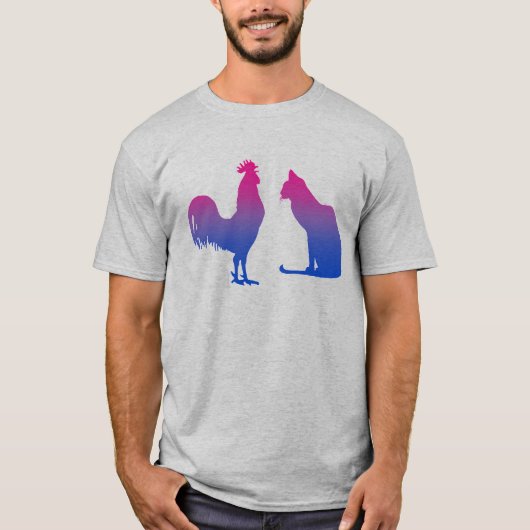 バイセクシャルな雄鶏と子猫 Tシャツ (正面)