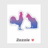 バイセクシャルの雄鶏と子猫 シール (シート)