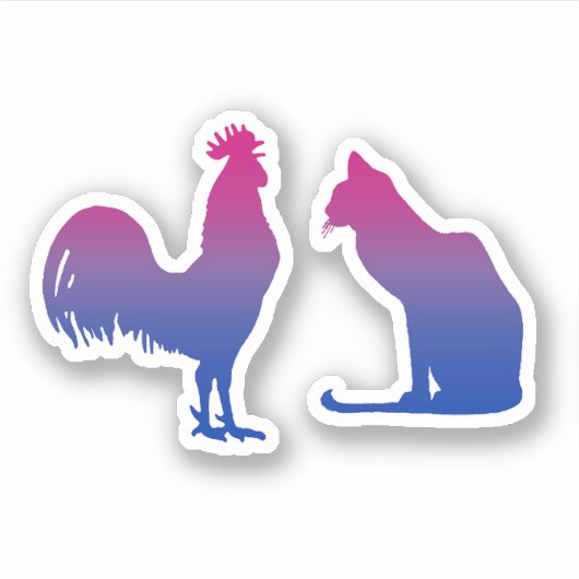 バイセクシャルの雄鶏と子猫 シール (正面)