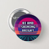 バイセクシャルを祝して輝く Pixel Button 缶バッジ (正面&裏面)