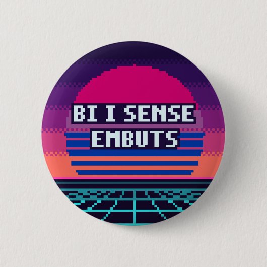 バイセクシャルを隠さず表現 Pixel Button 缶バッジ (正面)