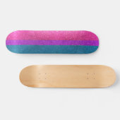 バイセクシャルゲイプライドピンクパープルブルーグリッターLGBTQ スケートボード (横)