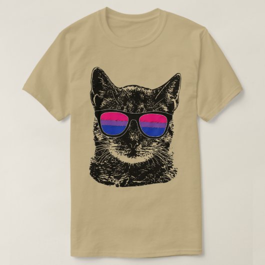 バイセクシャルゲイプライド猫LGBTサングラス Tシャツ (デザイン正面)