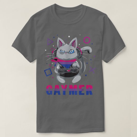バイセクシャルゲーマーギークプライドレズビアントランスキャットビデオ Tシャツ (デザイン正面)