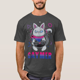 バイセクシャルゲーマーギークプライドレズビアントランスキャットビデオ Tシャツ