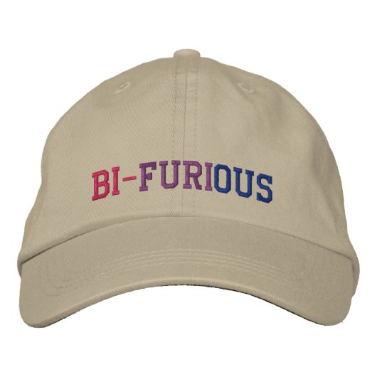 バイセクシャルパワー BI-FURIOUS LGBTプライド 刺繍入りキャップ (正面)