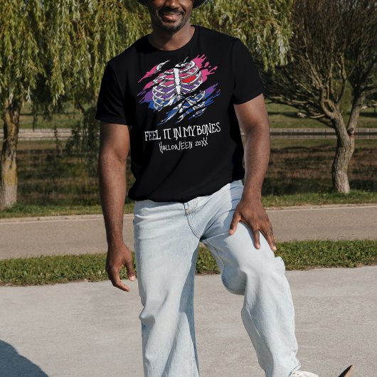 バイセクシャルフラグのスケルトンの色の背景 Tシャツ