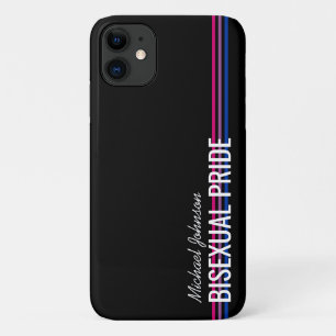 バイセクシャルフラグカラーストライプス ブラック iPhone 11 ケース