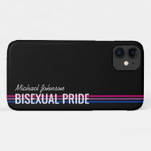 バイセクシャルフラグカラーストライプス ブラック Case-Mate iPhoneケース (裏面(横))