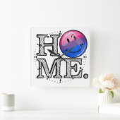 バイセクシャルフラグ引っ越し祝いパーティー スクエア壁時計 (ホーム)