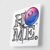 バイセクシャルフラグ引っ越し祝いパーティー スクエア壁時計 (傾斜)