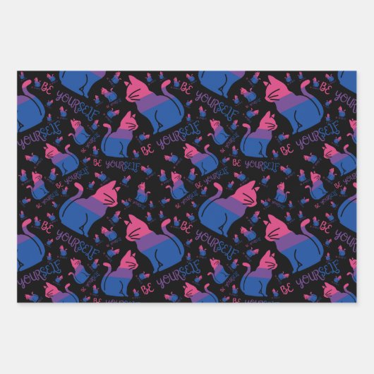 バイセクシャルプライドキャット – Be Yourself ラッピングペーパーシート (正面)