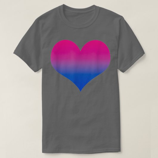 バイセクシャルプライドバイフラッグハートグラディエントLgbtq Love Tシャツ (デザイン正面)