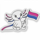 バイセクシャルプライドフラグLGBTQ+付きキュートAxolotl シール (正面)