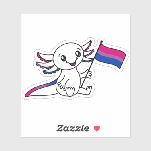 バイセクシャルプライドフラグLGBTQ+付きキュートAxolotl シール (シート)