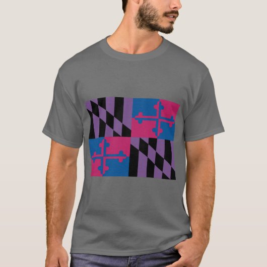 バイセクシャルプライドメリーランド州旗 Tシャツ (正面)