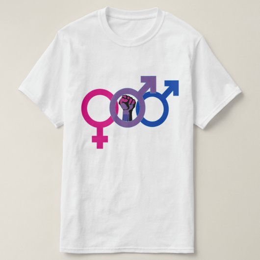 バイセクシャルマンパワーLGBTQ+ Tシャツ (デザイン正面)