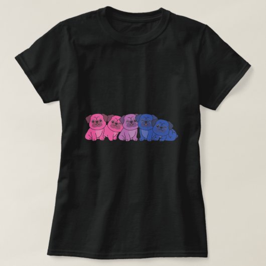 バイセクシャル国旗のプライド月Lgbtq Bi Pug Tシャツ (デザイン正面)