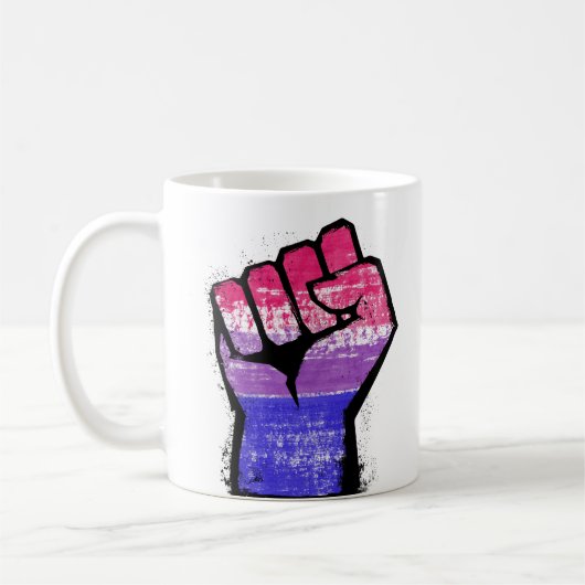 バイセクシャル抗議のこぶし コーヒーマグ コーヒーマグカップ (左)