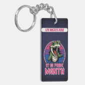 バイセクシャル旗の背景の恐竜 キーホルダー (正面左)