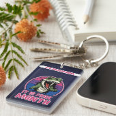 バイセクシャル旗の背景の恐竜 キーホルダー (正面右)