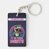 バイセクシャル旗の背景の恐竜 キーホルダー (裏面)