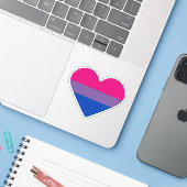 バイセクシャル プライド フラグ ハート シール (ノートパソコンとiPhone)
