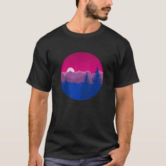 バイセクシャル プライド フラグ マウンテンスケープ レトロ Tシャツ