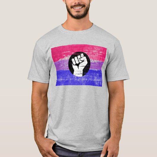 バイセクシャル プライド 拳 プライド Tシャツ (正面)