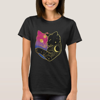 バイセクシャル 猫 ハート バイ プライド フラッグ LGBT ゲイ フェスティバル Tシャツ