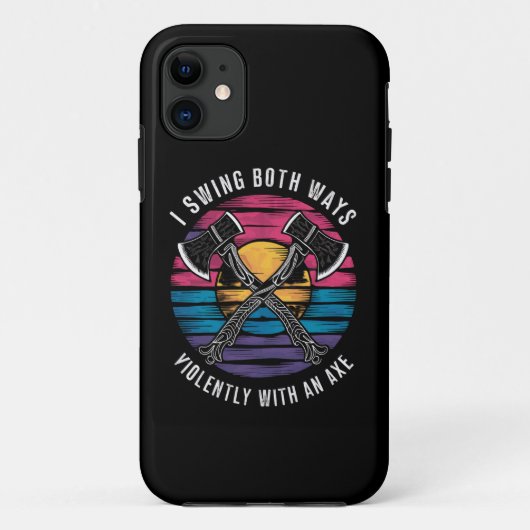 バイセクシャル+私は両方に振れる斧+面白いバイ+プライド+フラグ Case-Mate iPhoneケース (裏面)