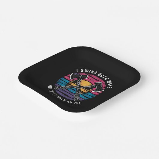 バイセクシャルIスイング両方向Axおもしろい Biプライドフラグ ペーパープレート (傾斜あり)