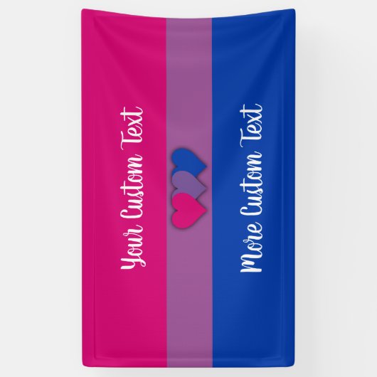 バイセクシュアリティプライドフラグと文字バナー 横断幕 (縦)