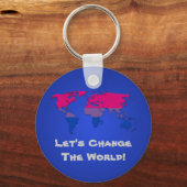 バイセクシュアリティプライドワールドマップキーチェーン キーホルダー (正面)