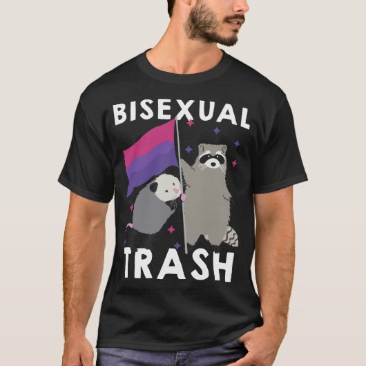 バイセクシュアルゴミゲイプライドレインボーLGBTラクーンポス Tシャツ (正面)