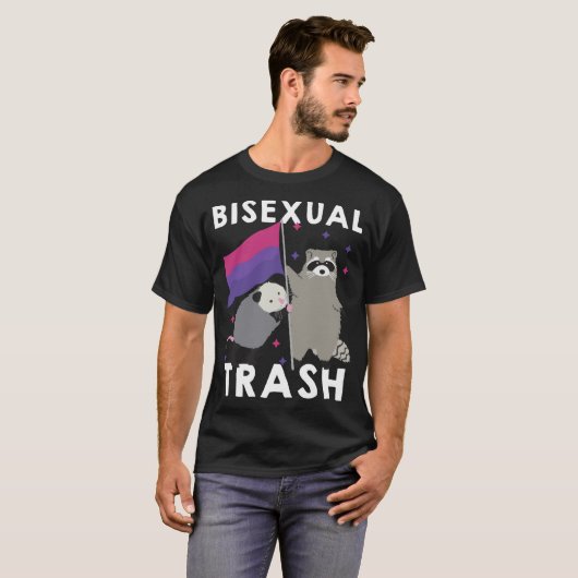 バイセクシュアルゴミゲイプライドレインボーLGBTラクーンポス Tシャツ (正面フル)