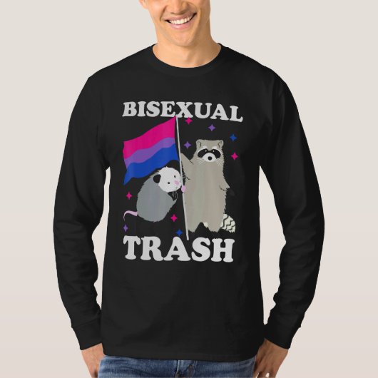 バイセクシュアルゴミゲイプライドレインボーLGBTラクーンポス Tシャツ (正面)