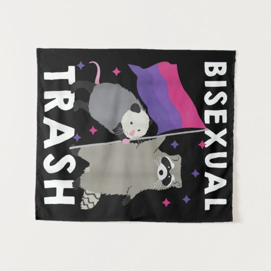 バイセクシュアルゴミゲイプライドレインボーLGBTラクーン タペストリー (正面(横))