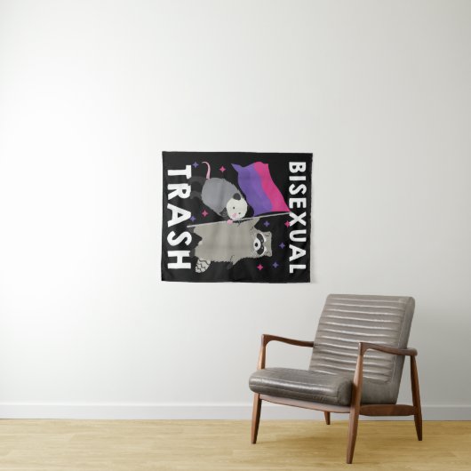 バイセクシュアルゴミゲイプライドレインボーLGBTラクーン タペストリー (インサイチュ(横))