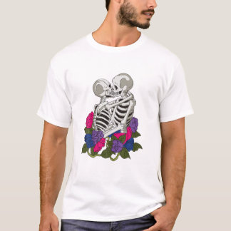 バイセクシュアルスケルトンBiプライドフラッグカラーLGBTQ同性愛者 Tシャツ