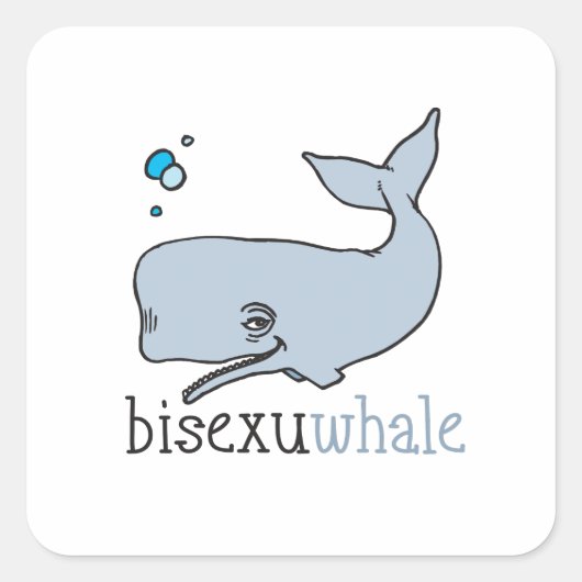 バイセクシュアル+クジラ スクエアシール (正面)