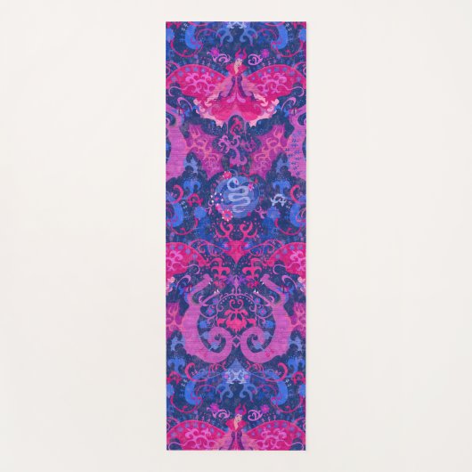 バイセクシュアル・ドラゴンダマスク – Biプライド国旗の色 ヨガマット (正面)